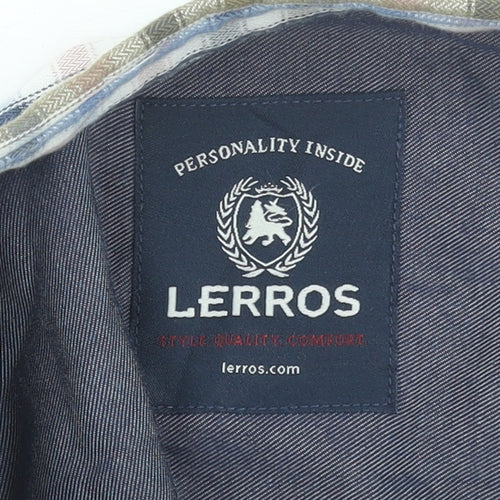 Lerros Men's Multicoloured Check Cotton Long Sleeve Dress Shirt L