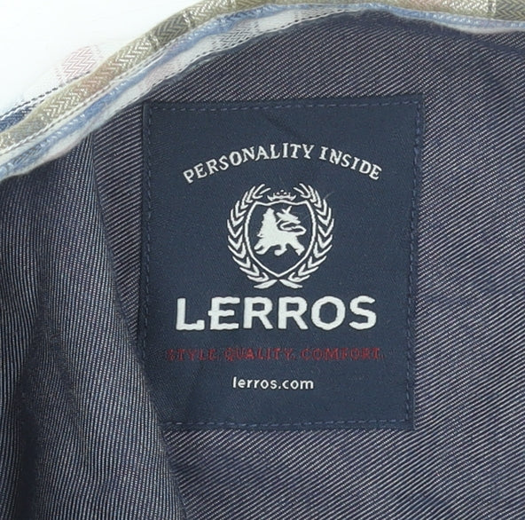 Lerros Men's Multicoloured Check Cotton Long Sleeve Dress Shirt L