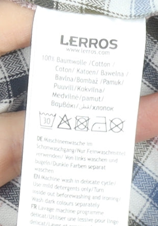 Lerros Men's Multicoloured Check Cotton Long Sleeve Dress Shirt L