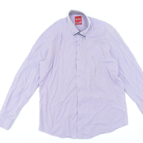 6th Sense Men's Purple Check Long Sleeve Egyptian Cotton Dress Shirt XL