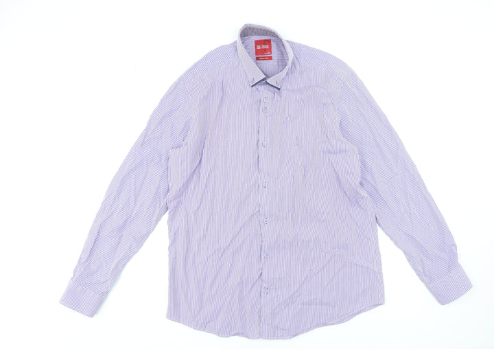 6th Sense Men's Purple Check Long Sleeve Egyptian Cotton Dress Shirt XL