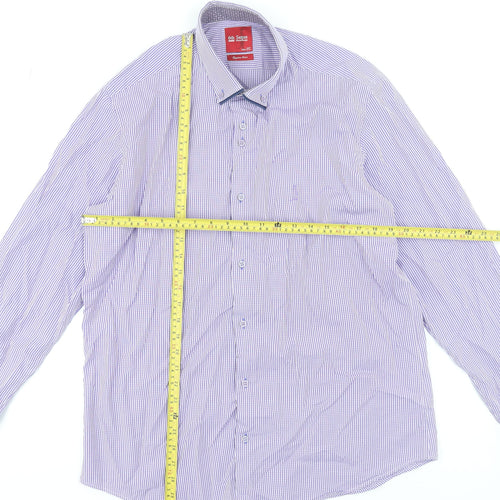 6th Sense Men's Purple Check Long Sleeve Egyptian Cotton Dress Shirt XL