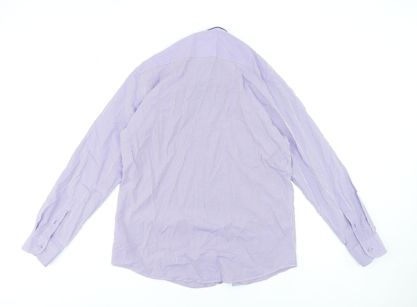 6th Sense Men's Purple Check Long Sleeve Egyptian Cotton Dress Shirt XL