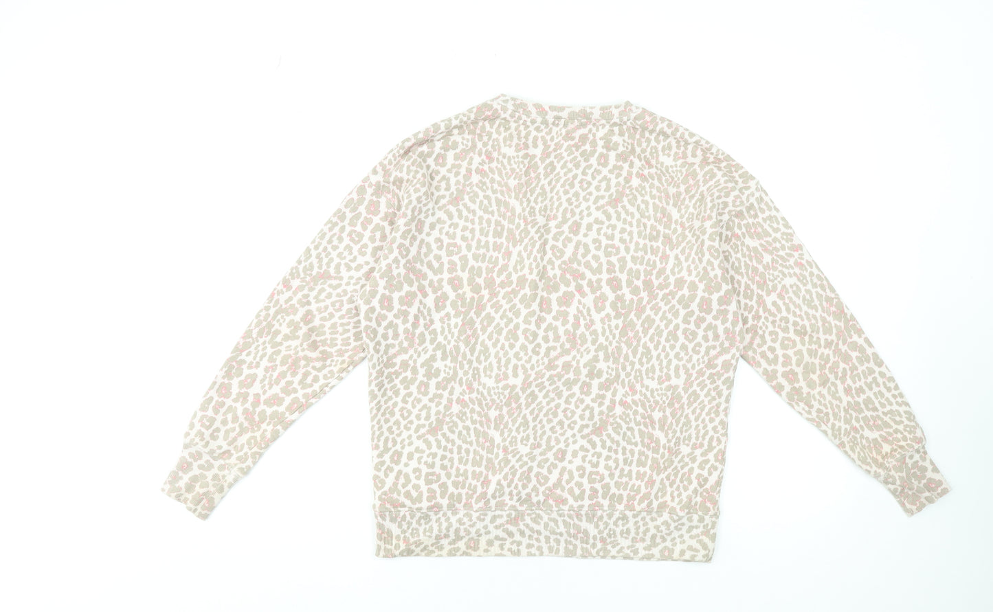 Hush Womens Beige Animal Print Sweatshirt XXS Cotton Crew Neck
