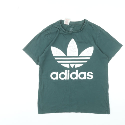 Adidas Girls Green Logo Short Sleeve Crew Neck Cotton T-Shirt 13-14 Years