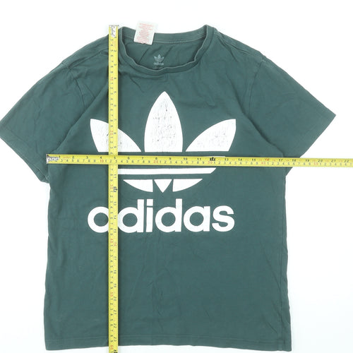 Adidas Girls Green Logo Short Sleeve Crew Neck Cotton T-Shirt 13-14 Years