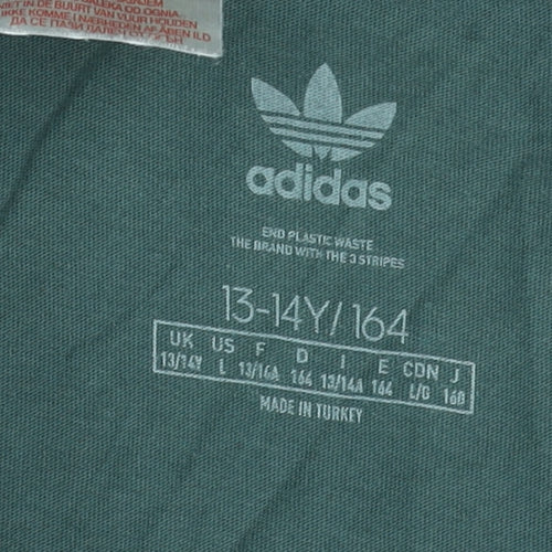 Adidas Girls Green Logo Short Sleeve Crew Neck Cotton T-Shirt 13-14 Years