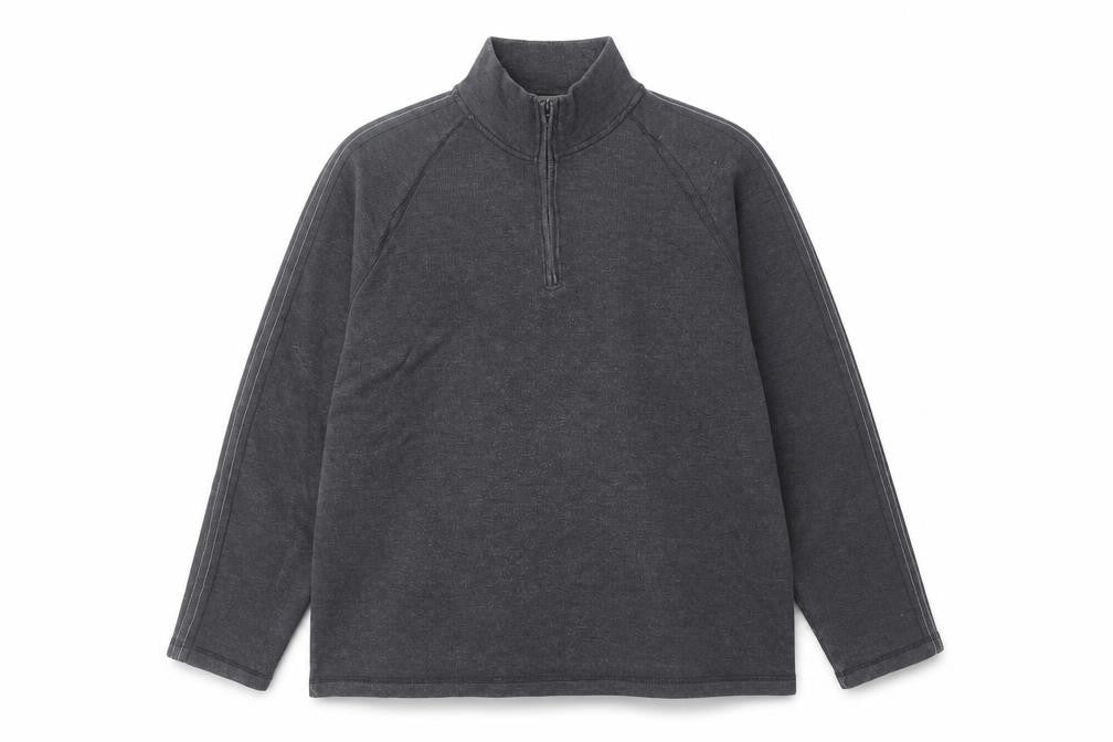 Front view of Maine New England Men's Grey 2XL 1/4 Zip High Neck Pullover Sweatshirt
