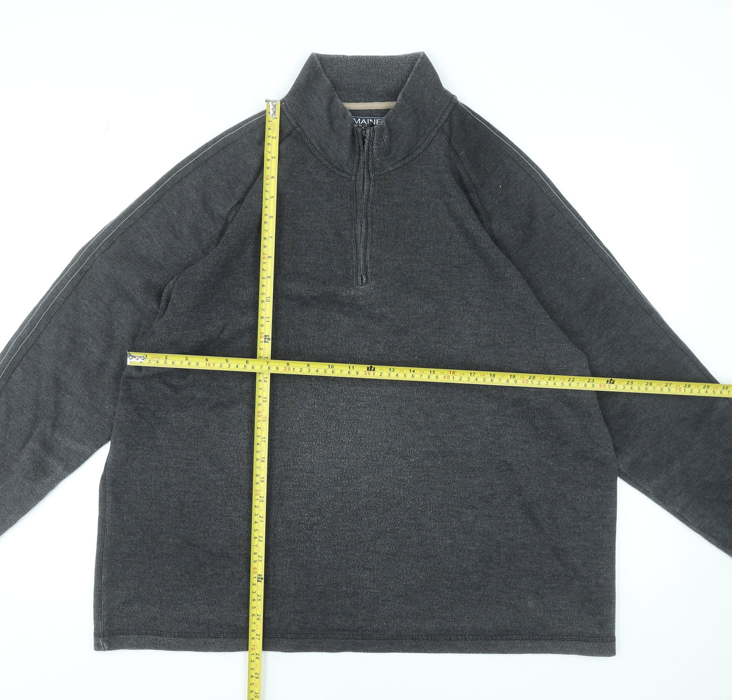 Maine New England Men's Grey 2XL 1/4 Zip High Neck Pullover Sweatshirt
