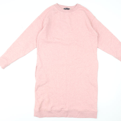 Marks and Spencer Women Pink Size 8 Long Sleeve T-Shirt Dress
