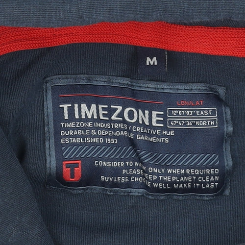 Timezone Men Blue Pullover Hoodie M Regular Fit Cotton Blend