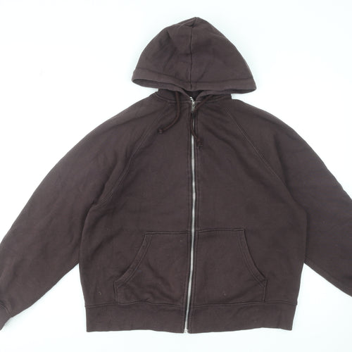 H&M Divided Women Brown XS Full Zip Hoodie Cotton Blend