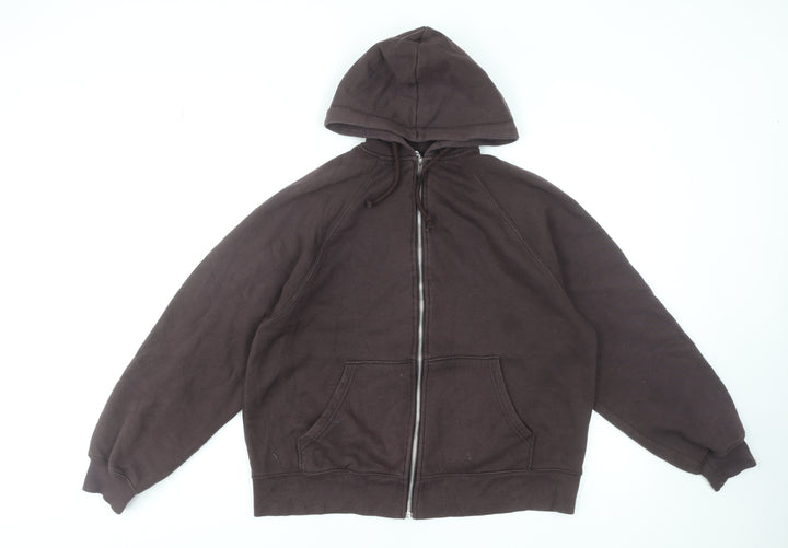 H&M Divided Women Brown XS Full Zip Hoodie Cotton Blend