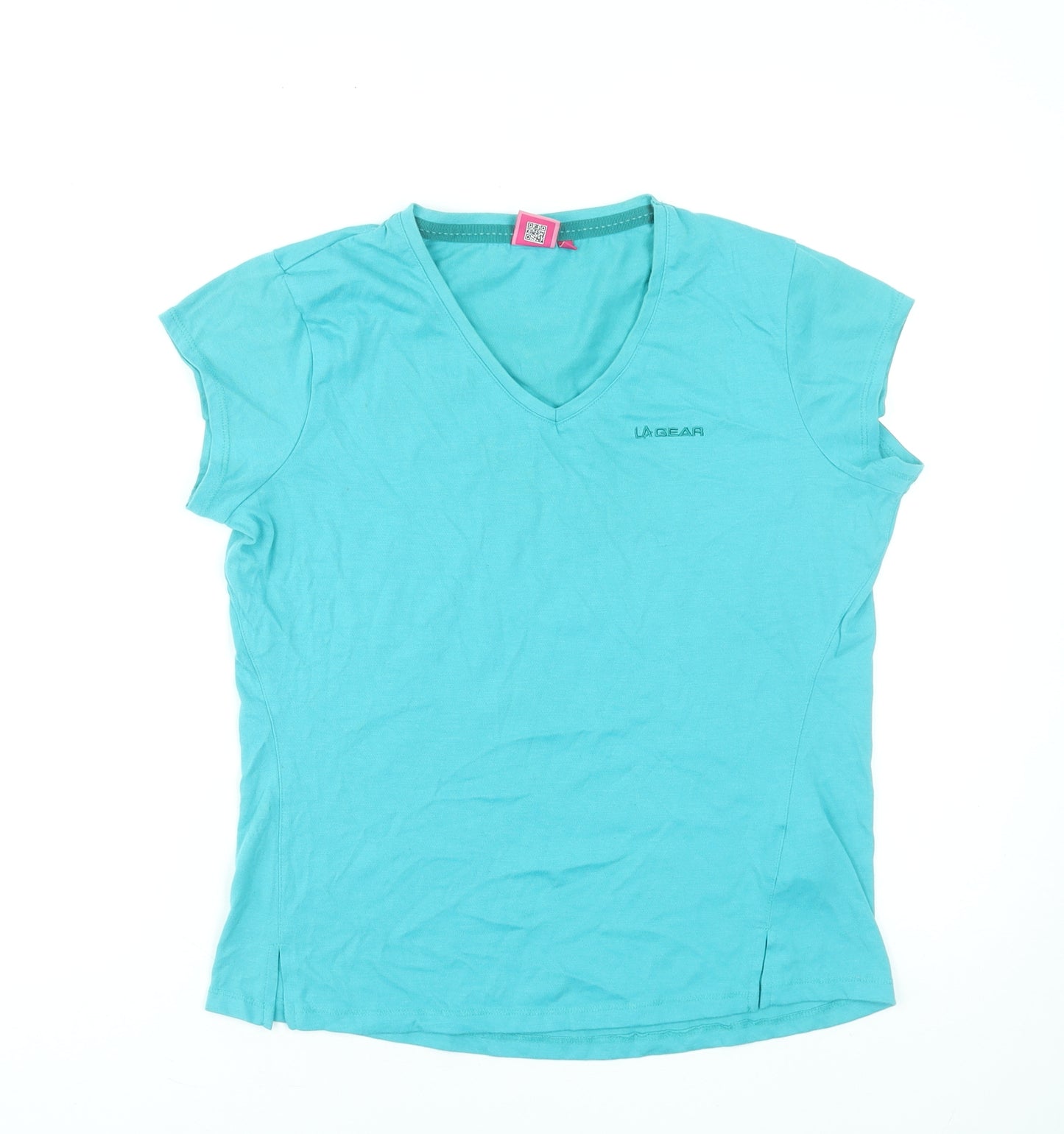 LA Gear Women's Blue V-Neck Short Sleeve Basic T-Shirt Size 14