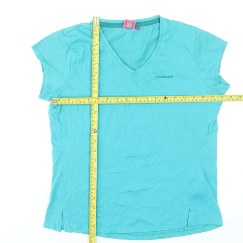 LA Gear Women's Blue V-Neck Short Sleeve Basic T-Shirt Size 14
