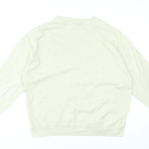 H&M Divided Women Beige Pullover Sweatshirt XXS Crew Neck Cotton Blend