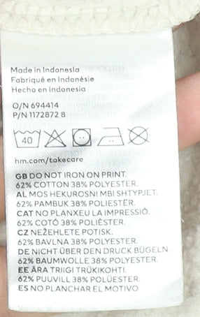 H&M Divided Women Beige Pullover Sweatshirt XXS Crew Neck Cotton Blend