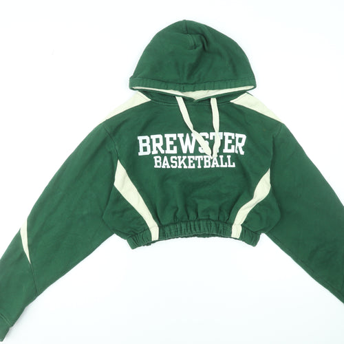 Holloway Womens Green Cropped Hoodie Brewster Basketball Medium