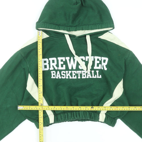 Holloway Womens Green Cropped Hoodie Brewster Basketball Medium