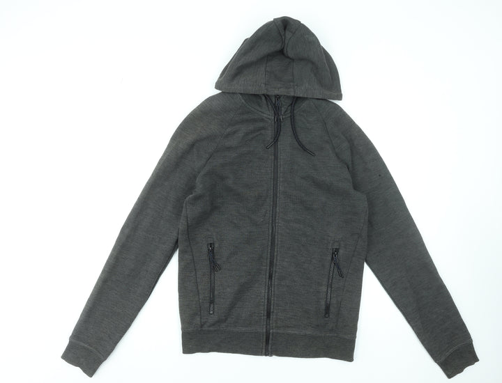 Next Men’s Grey Full Zip Hoodie Size S Lightweight Cotton Blend
