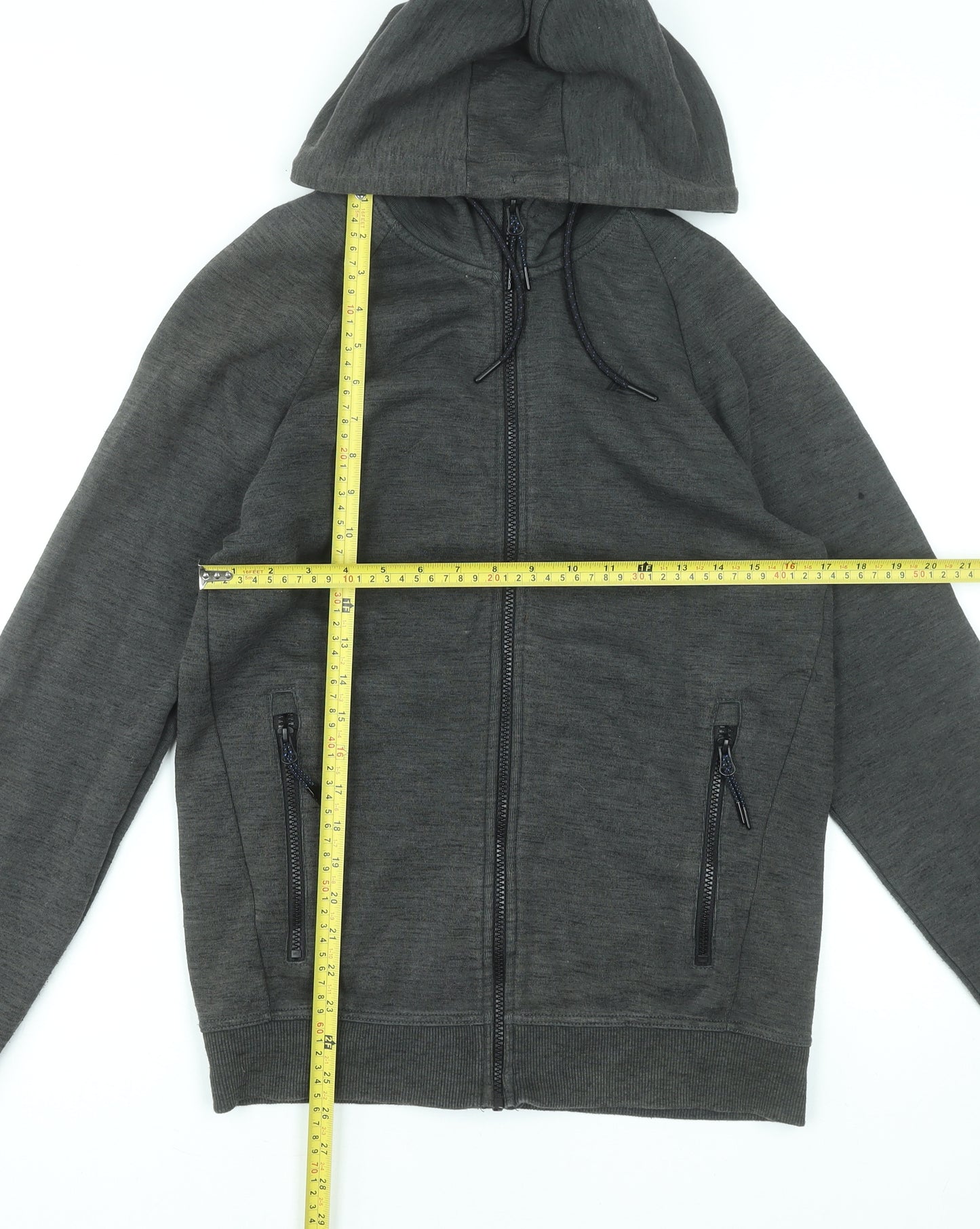 Next Men’s Grey Full Zip Hoodie Size S Lightweight Cotton Blend