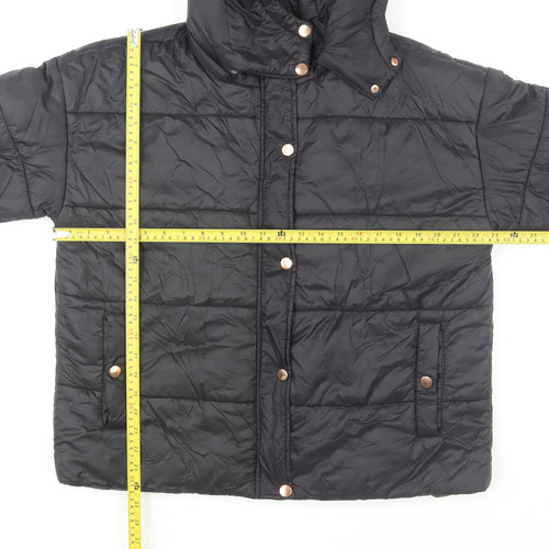 Boohoo Womens Black Hooded Puffer Jacket UK 12 Winter Coat