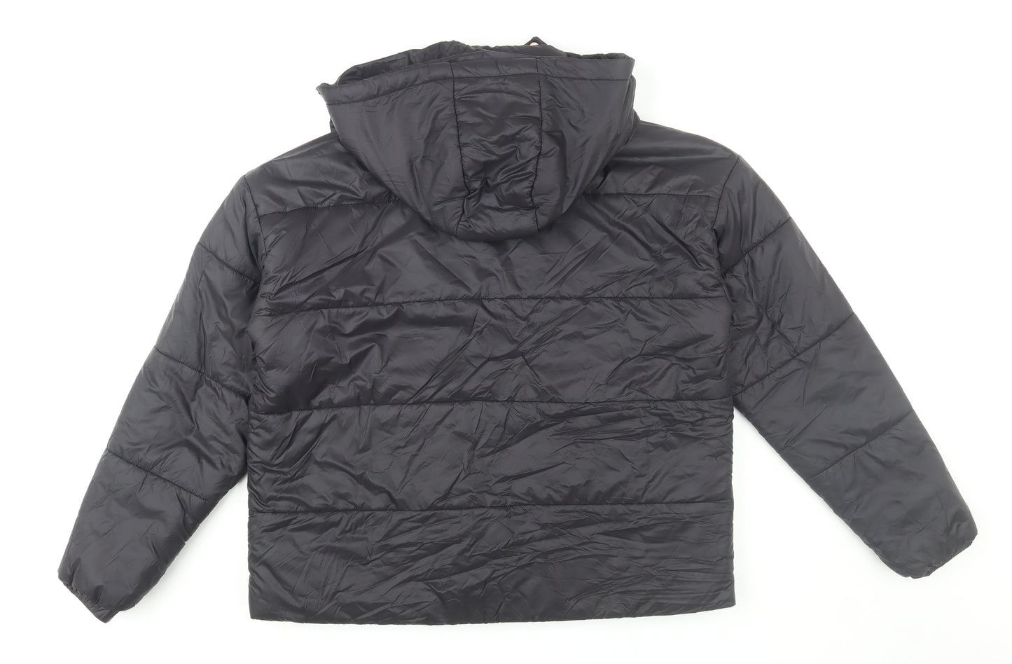 Boohoo Womens Black Hooded Puffer Jacket UK 12 Winter Coat