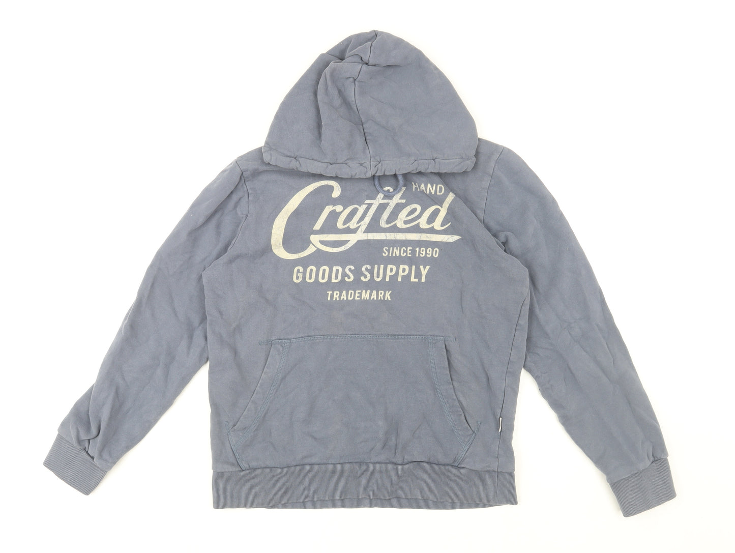 Jack & Jones Men's Blue Pullover Hoodie Medium Classic Graphic Cotton