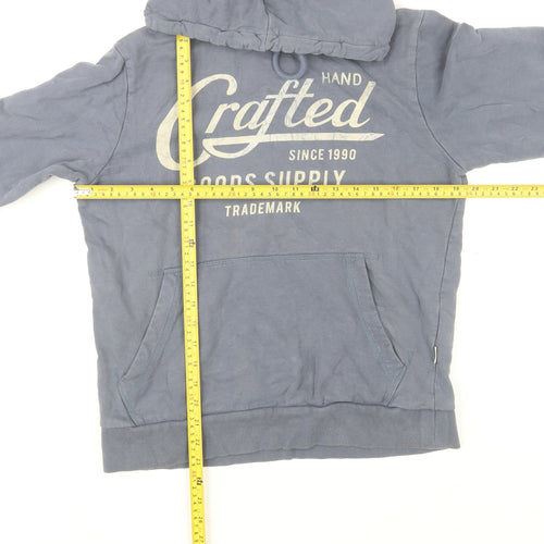 Jack & Jones Men's Blue Pullover Hoodie Medium Classic Graphic Cotton