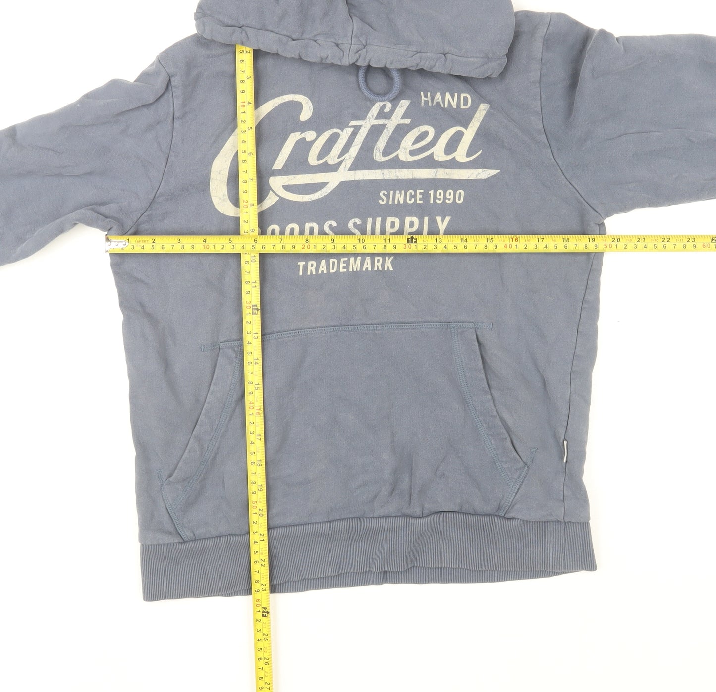 Jack & Jones Men's Blue Pullover Hoodie Medium Classic Graphic Cotton