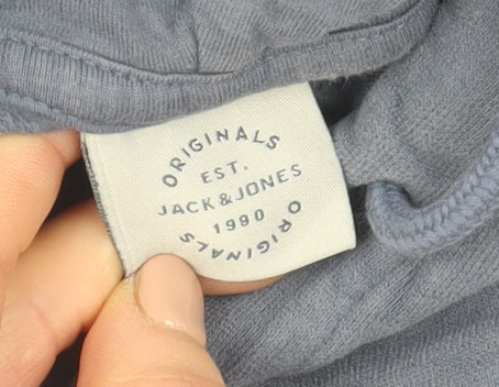 Jack & Jones Men's Blue Pullover Hoodie Medium Classic Graphic Cotton