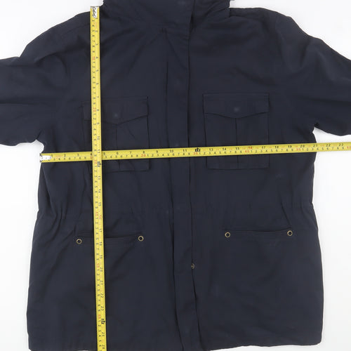 Hobbs Womens Blue Mid-Length Parka Jacket Size 16 Lined Zip Front