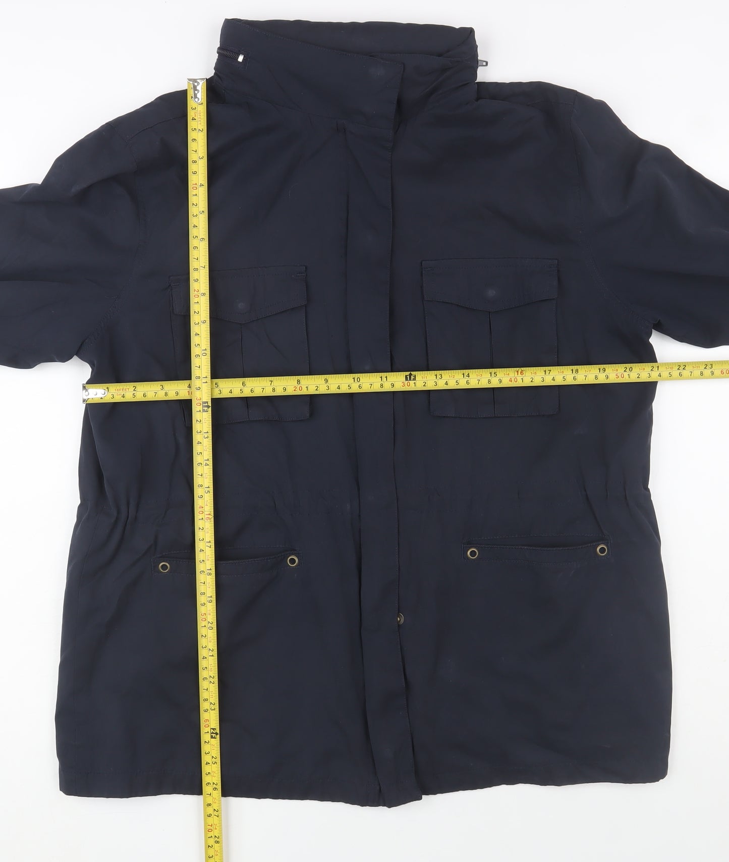 Hobbs Womens Blue Mid-Length Parka Jacket Size 16 Lined Zip Front