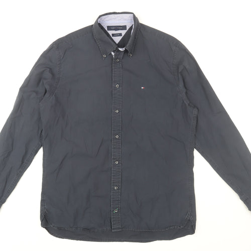 Tommy Hilfiger Men’s Blue Button-Down Classic Fit Cotton Shirt M