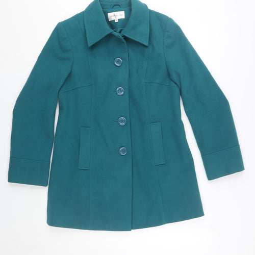 EWM Women’s Green Mid-Length Button Overcoat Size 10 Classic Style