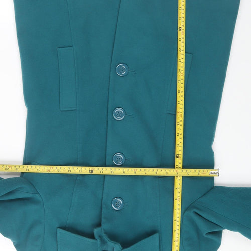 EWM Women’s Green Mid-Length Button Overcoat Size 10 Classic Style