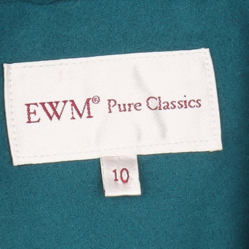 EWM Women’s Green Mid-Length Button Overcoat Size 10 Classic Style