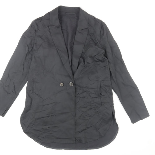Modern Rarity Women's Black Long Linen Blend Blazer Size 8