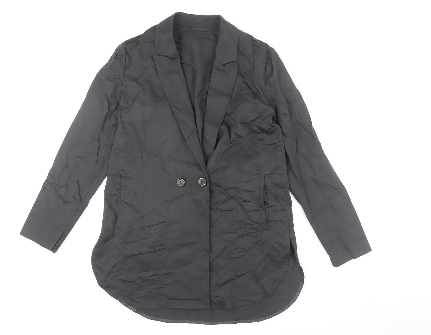 Modern Rarity Women's Black Long Linen Blend Blazer Size 8
