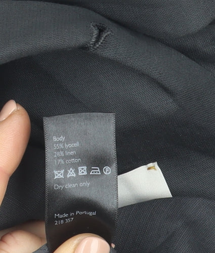 Modern Rarity Women's Black Long Linen Blend Blazer Size 8