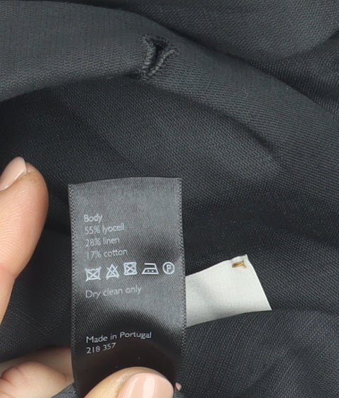 Modern Rarity Women's Black Long Linen Blend Blazer Size 8