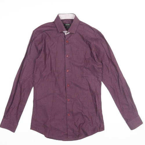 Remus Uomo Men's Purple Slim Fit Geometric 15in Dress Shirt