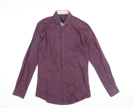 Remus Uomo Men's Purple Slim Fit Geometric 15in Dress Shirt