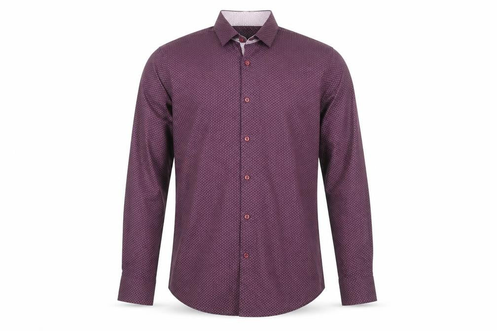 Remus Uomo Men's Purple Slim Fit Geometric 15in Dress Shirt