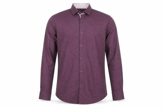 Remus Uomo Men's Purple Slim Fit Geometric 15in Dress Shirt