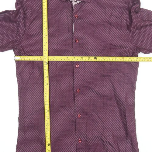 Remus Uomo Men's Purple Slim Fit Geometric 15in Dress Shirt