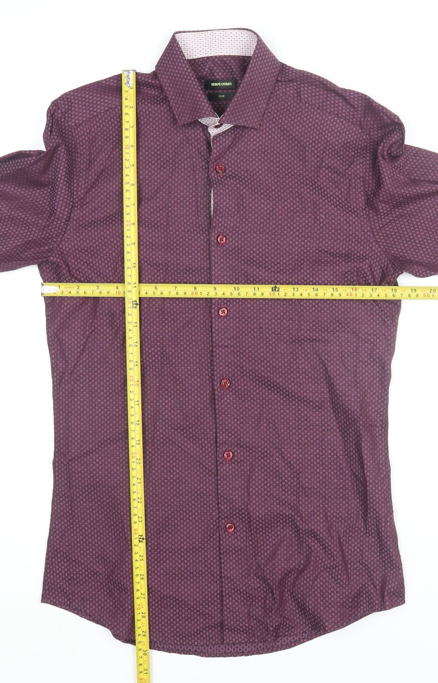 Remus Uomo Men's Purple Slim Fit Geometric 15in Dress Shirt