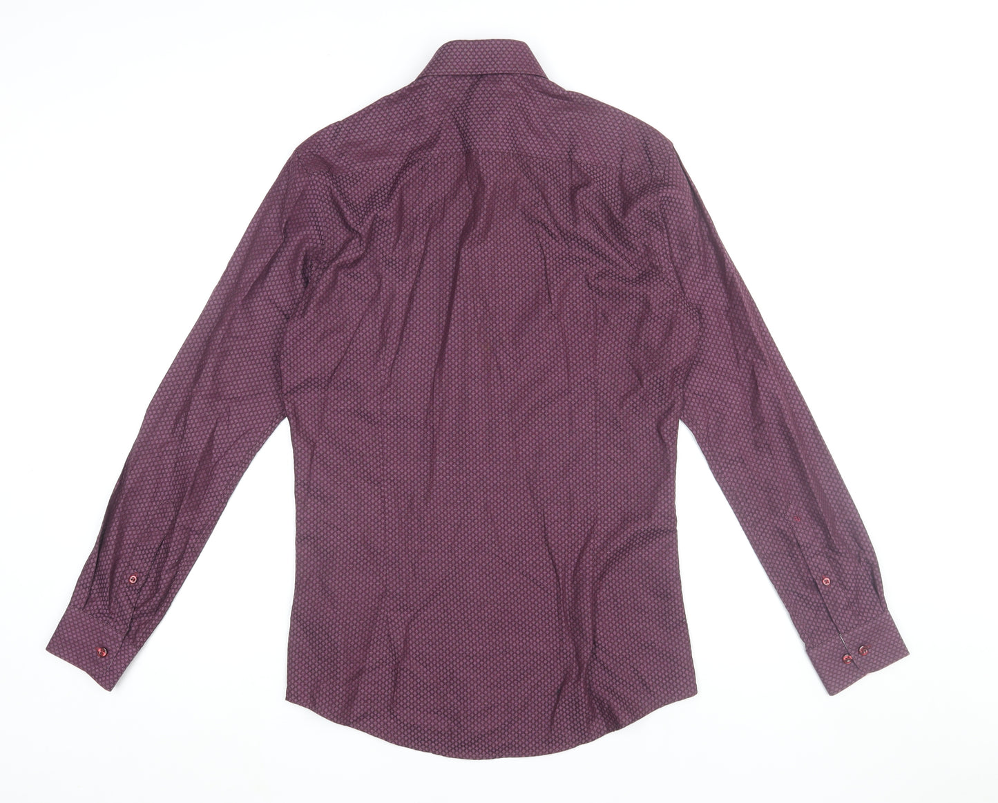 Remus Uomo Men's Purple Slim Fit Geometric 15in Dress Shirt