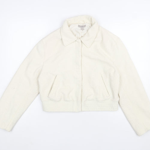 H&M Women’s Ivory Cropped Wool Blend Bomber Jacket Size 12