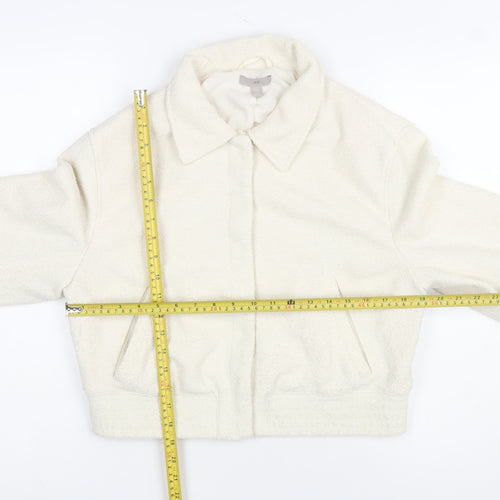 H&M Women’s Ivory Cropped Wool Blend Bomber Jacket Size 12